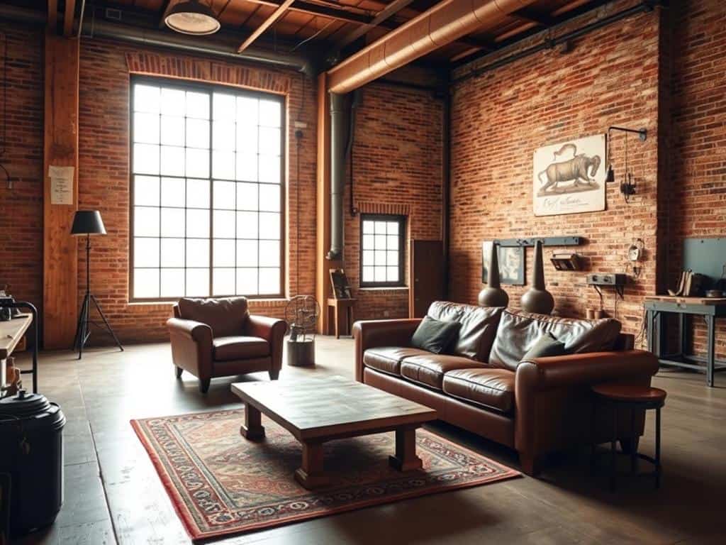 exposed brick in industrial style decor