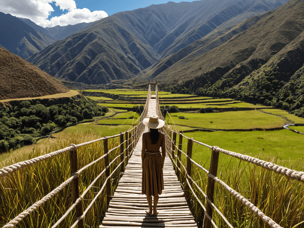 Queshuachaca Rope Bridge in Peru