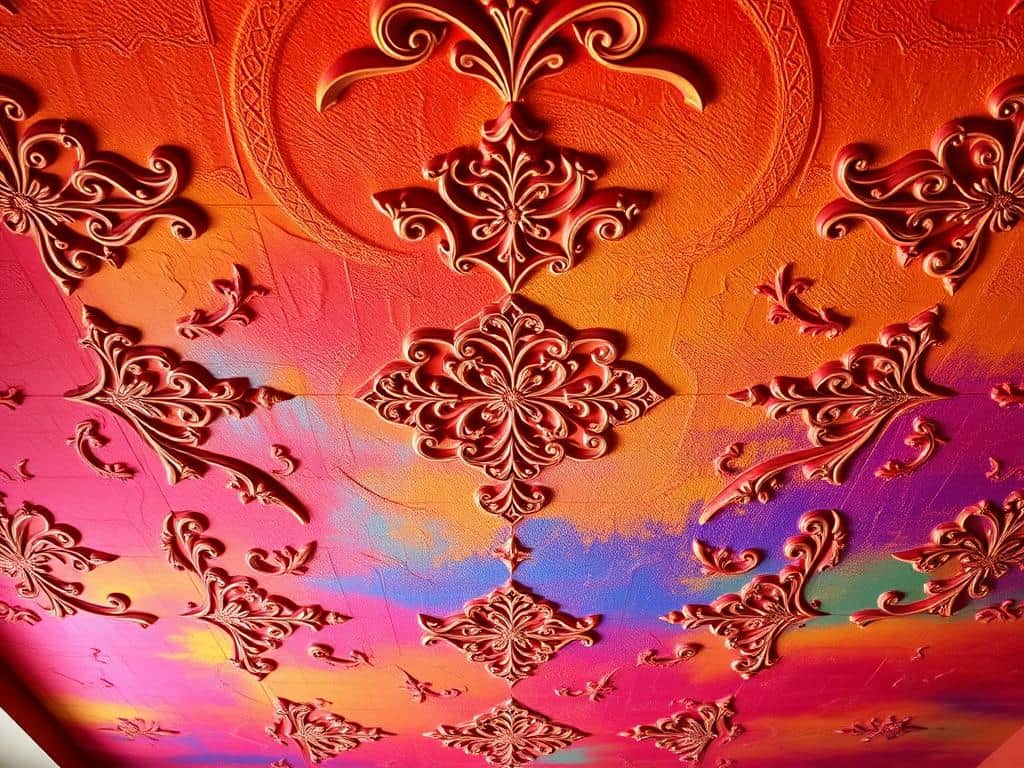 bold colors and ceiling texture